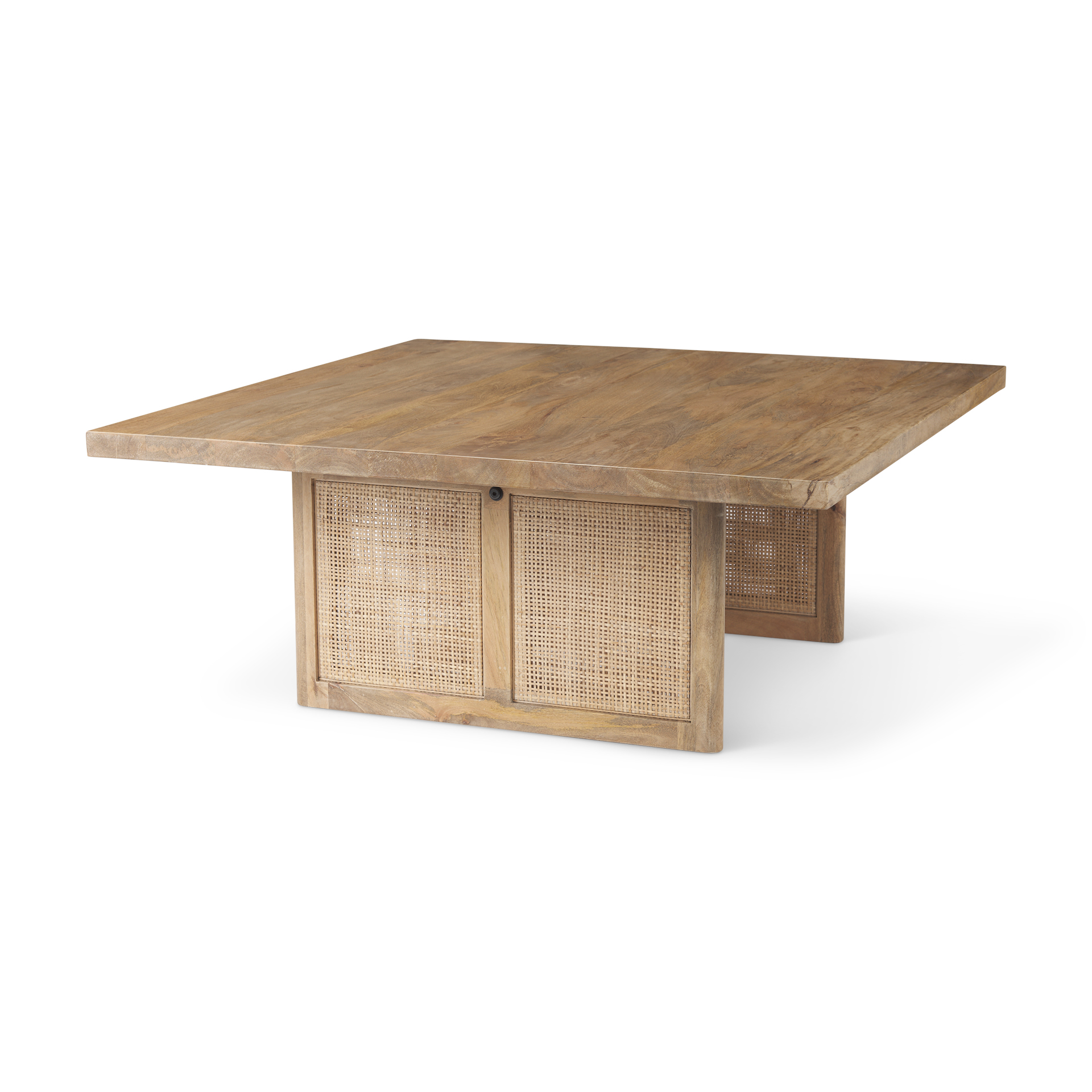Grier 42 Square Light Brown Wood w Cane Coffee Table 10