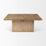 Grier 42" Square Light Brown Wood w/ Cane Coffee Table