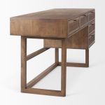 Grier 60.0L x 22.75W x 30.5H Medium Brown Solid Wood W/Cane Office Desk