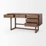 Grier 60.0L x 22.75W x 30.5H Medium Brown Solid Wood W/Cane Office Desk