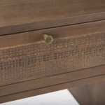 Grier 60.0L x 22.75W x 30.5H Medium Brown Solid Wood W/Cane Office Desk