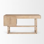 Grier 62.0L x 22.0W x 30.0H Light Brown Solid Wood W/Cane Office Desk