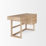 Grier 62.0L x 22.0W x 30.0H Light Brown Solid Wood W/Cane Office Desk
