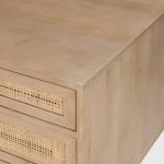 Grier 62.0L x 22.0W x 30.0H Light Brown Solid Wood W/Cane Office Desk