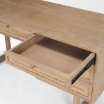 Grier 62.0L x 22.0W x 30.0H Light Brown Solid Wood W/Cane Office Desk