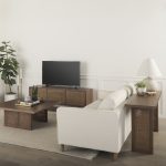 Grier 65.0L x 18.75W x 23.0H Medium Brown Solid Wood W/Cane Media Console
