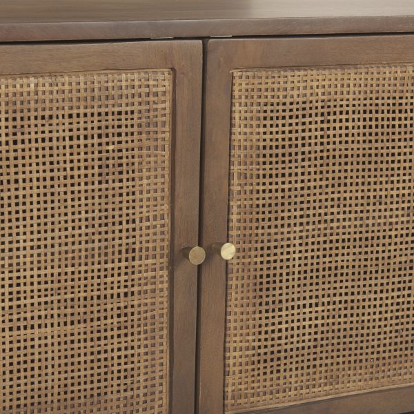 Grier 65.0L x 18.75W x 23.0H Medium Brown Solid Wood WCane Media Console 10