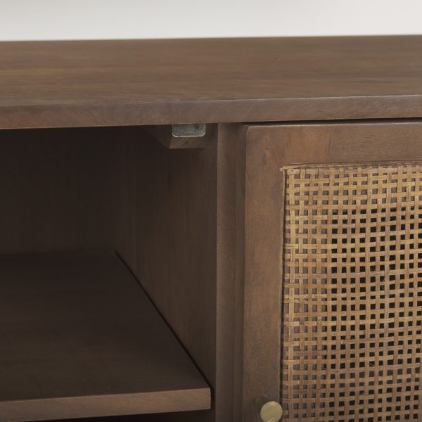 Grier 65.0L x 18.75W x 23.0H Medium Brown Solid Wood WCane Media Console 11