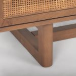 Grier 65.0L x 18.75W x 23.0H Medium Brown Solid Wood W/Cane Media Console