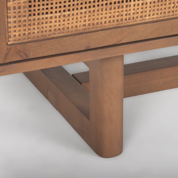 Grier 65.0L x 18.75W x 23.0H Medium Brown Solid Wood WCane Media Console 13