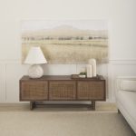 Grier 65.0L x 18.75W x 23.0H Medium Brown Solid Wood W/Cane Media Console