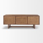 Grier 65.0L x 18.75W x 23.0H Medium Brown Solid Wood W/Cane Media Console