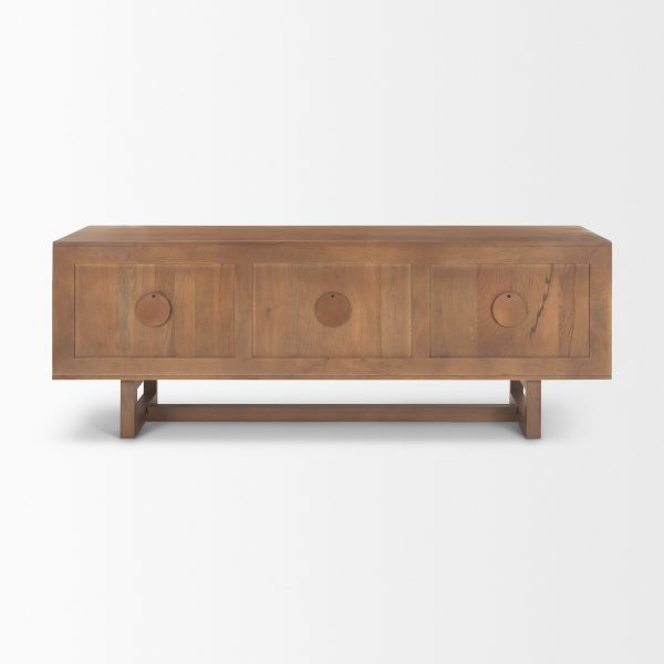 Grier 65.0L x 18.75W x 23.0H Medium Brown Solid Wood WCane Media Console 6
