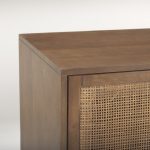 Grier 65.0L x 18.75W x 23.0H Medium Brown Solid Wood W/Cane Media Console