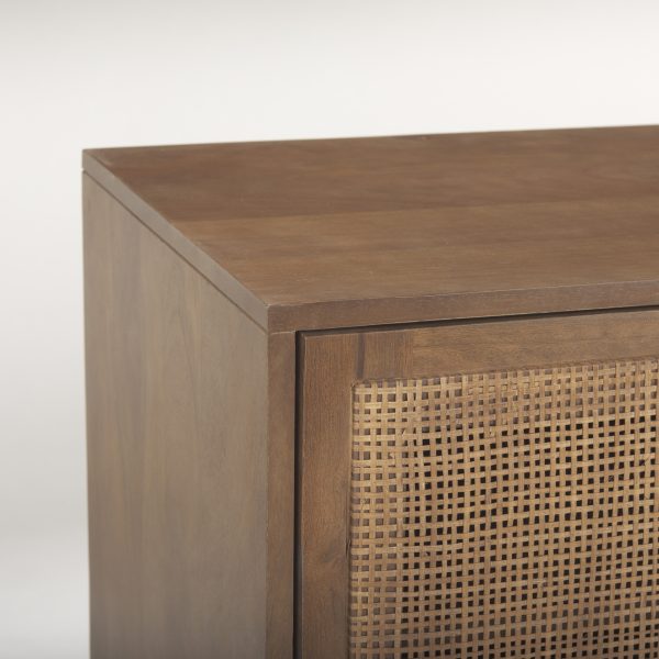 Grier 65.0L x 18.75W x 23.0H Medium Brown Solid Wood WCane Media Console 9