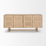 Grier 72.0L x 18.75W x 31.5H Light Brown Solid Wood W/Cane Sideboard