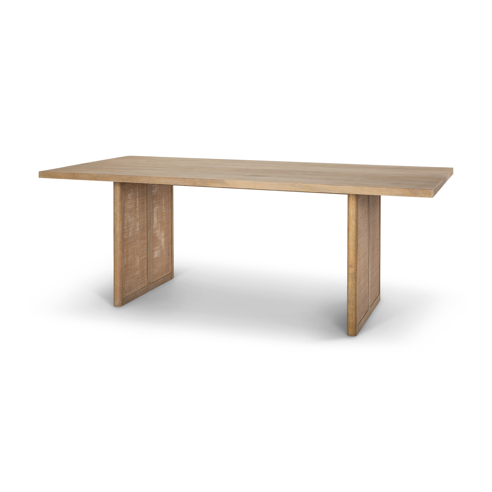 Grier 84L Light Brown Wood w Cane Dining Table