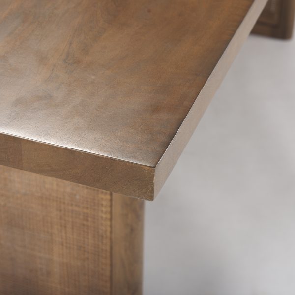 Grier 84L Medium Brown Wood w Cane Dining Table 4