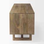 Grier Light Brown Solid Wood and Cane 3 Door Media Console