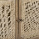 Grier Light Brown Solid Wood and Cane 3 Door Media Console