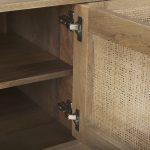 Grier Light Brown Solid Wood and Cane 3 Door Media Console