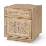 Grier Light Brown Wood w/ Cane Accent Table