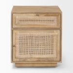 Grier Light Brown Wood w/ Cane Accent Table