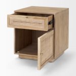Grier Light Brown Wood w/ Cane Accent Table