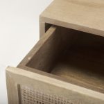 Grier Light Brown Wood w/ Cane Accent Table