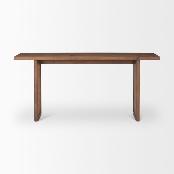 Grier Medium Brown Solid Wood w Cane Console Table 3
