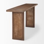 Grier Medium Brown Solid Wood w/ Cane Console Table
