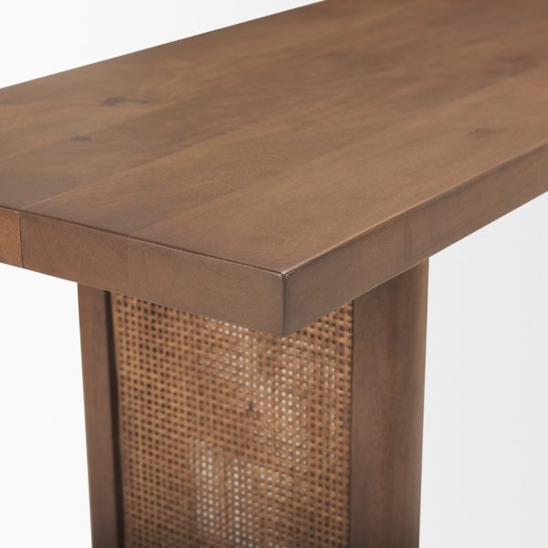 Grier Medium Brown Solid Wood w Cane Console Table 6
