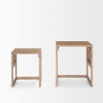 Grier Set of 2 Light Brown Solid Wood w/ Cane Nesting Accent Tables