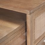 Grier Set of 2 Light Brown Solid Wood w/ Cane Nesting Accent Tables