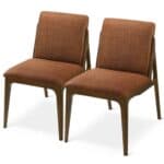 Orange Fabric Mid-Century Dining Chairs with Walnut Base (Set of 2) 6 Orange Fabric Mid-Century Dining Chairs with Walnut Base (Set of 2)