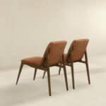 Orange Fabric Mid-Century Dining Chairs with Walnut Base (Set of 2) 10 Orange Fabric Mid-Century Dining Chairs with Walnut Base (Set of 2)