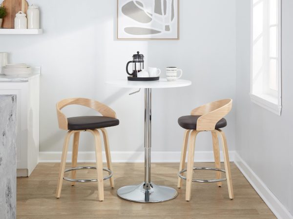 Grotto 24 Brown Faux Leather Contemporary Swivel Stools Set of 2 2