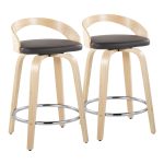 Grotto 24 Brown Faux Leather Contemporary Swivel Stools (Set of 2) 17 Grotto 24 Brown Faux Leather Contemporary Swivel Stools (Set of 2)