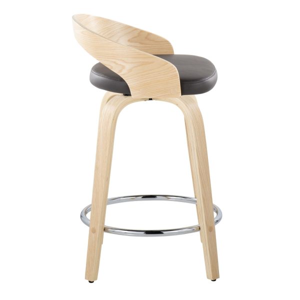 Grotto 24 Brown Faux Leather Contemporary Swivel Stools Set of 2 6