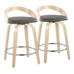 Grotto 24" Contemporary Swivel Counter Stools Natural/Grey (Set of 2) 17 Grotto 24" Contemporary Swivel Counter Stools Natural/Grey (Set of 2)