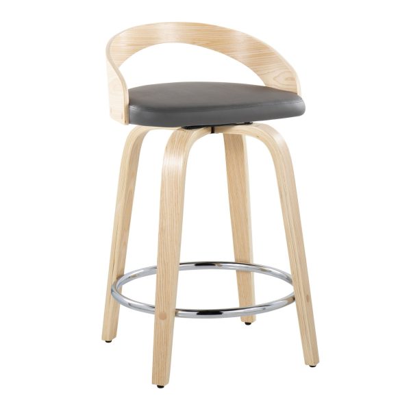 Grotto 24 Contemporary Swivel Counter Stools NaturalGrey Set of 2 5