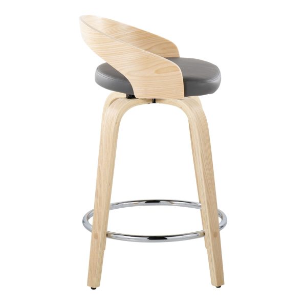Grotto 24 Contemporary Swivel Counter Stools NaturalGrey Set of 2 6
