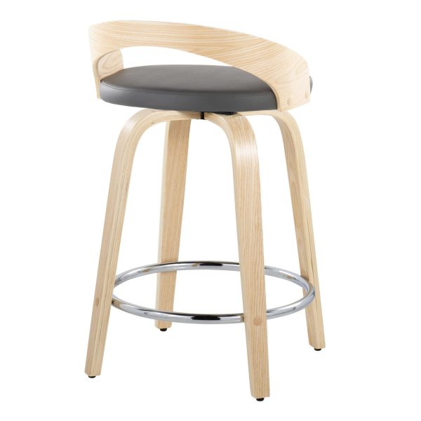 Grotto 24 Contemporary Swivel Counter Stools NaturalGrey Set of 2 7