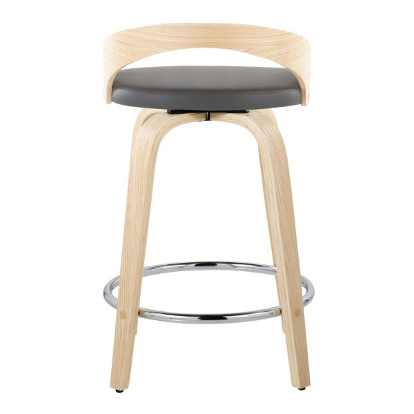 Grotto 24 Contemporary Swivel Counter Stools NaturalGrey Set of 2 8