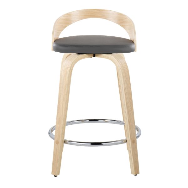 Grotto 24 Contemporary Swivel Counter Stools NaturalGrey Set of 2 9