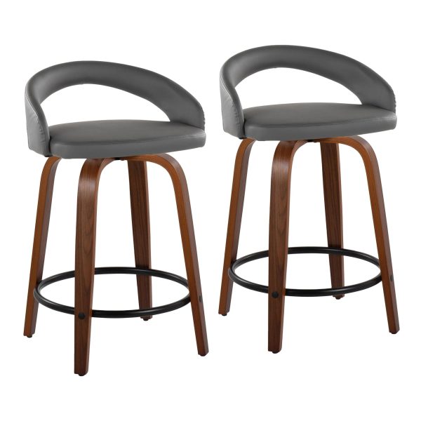 Grotto 24 Contemporary Swivel Grey Counter Stools Set of 2 2