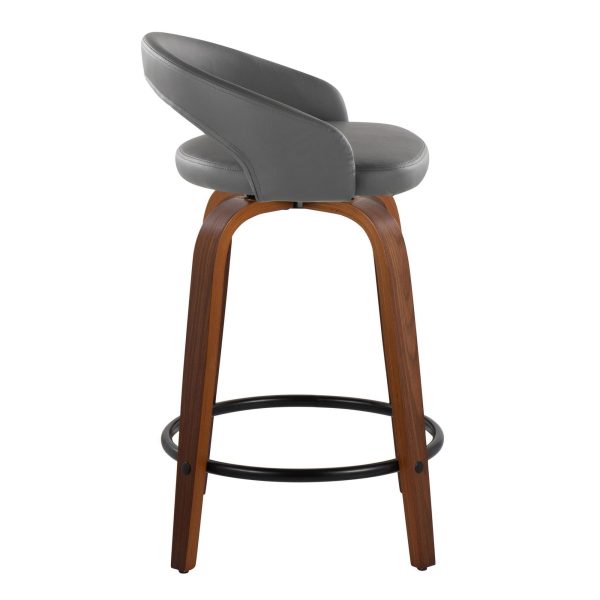 Grotto 24 Contemporary Swivel Grey Counter Stools Set of 2 4