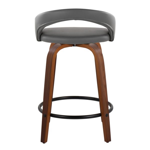 Grotto 24 Contemporary Swivel Grey Counter Stools Set of 2 6