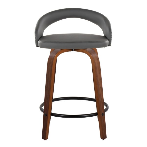 Grotto 24 Contemporary Swivel Grey Counter Stools Set of 2 7