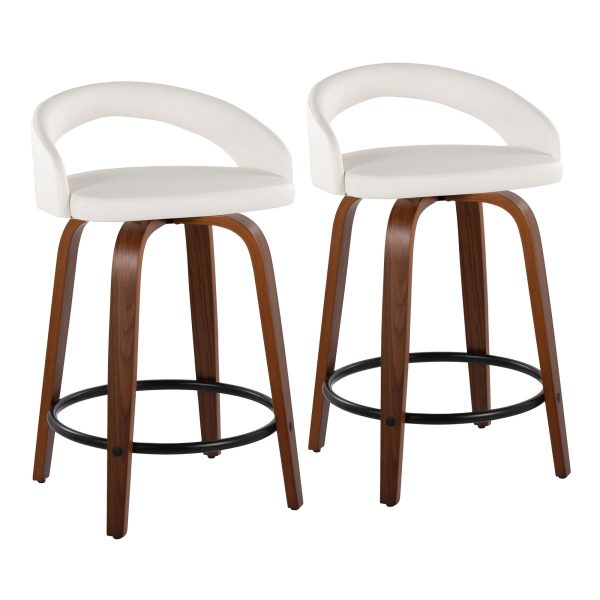 Grotto 24 Contemporary Swivel White Counter Stools Set of 2 2